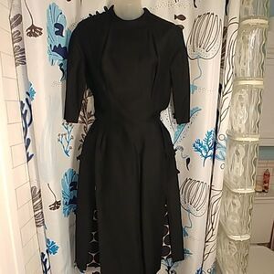 Vintage 50s Gigi Young Black Silk Polka Dot Dress